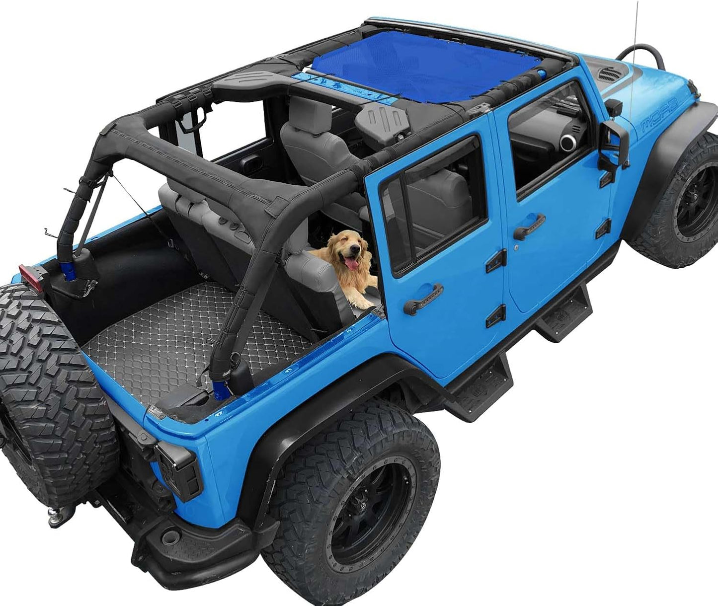 Coverspec JT Top Sun Shade Roof Compatible with Jeep Gladiator JT (2018-2023) 4 Door Jeep Sunshade Top Sunroof Bikini Cover- Blocks UV, Wind, Noise - Black Mesh for Full Length