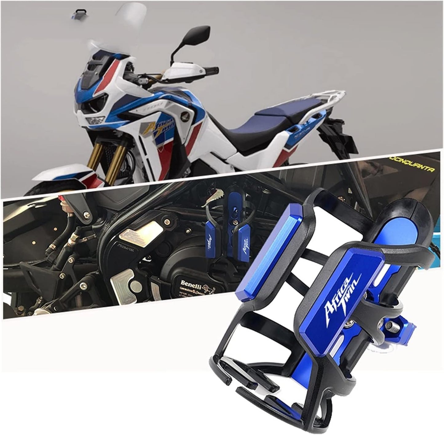 for Hond-&A Africa Twin CRF1000L CRF 1100L XRV 750 Motorcycle Accessories CNC Aluminum Water Bottle Holder Bottle Cage Cup Holder (Color : Blue)