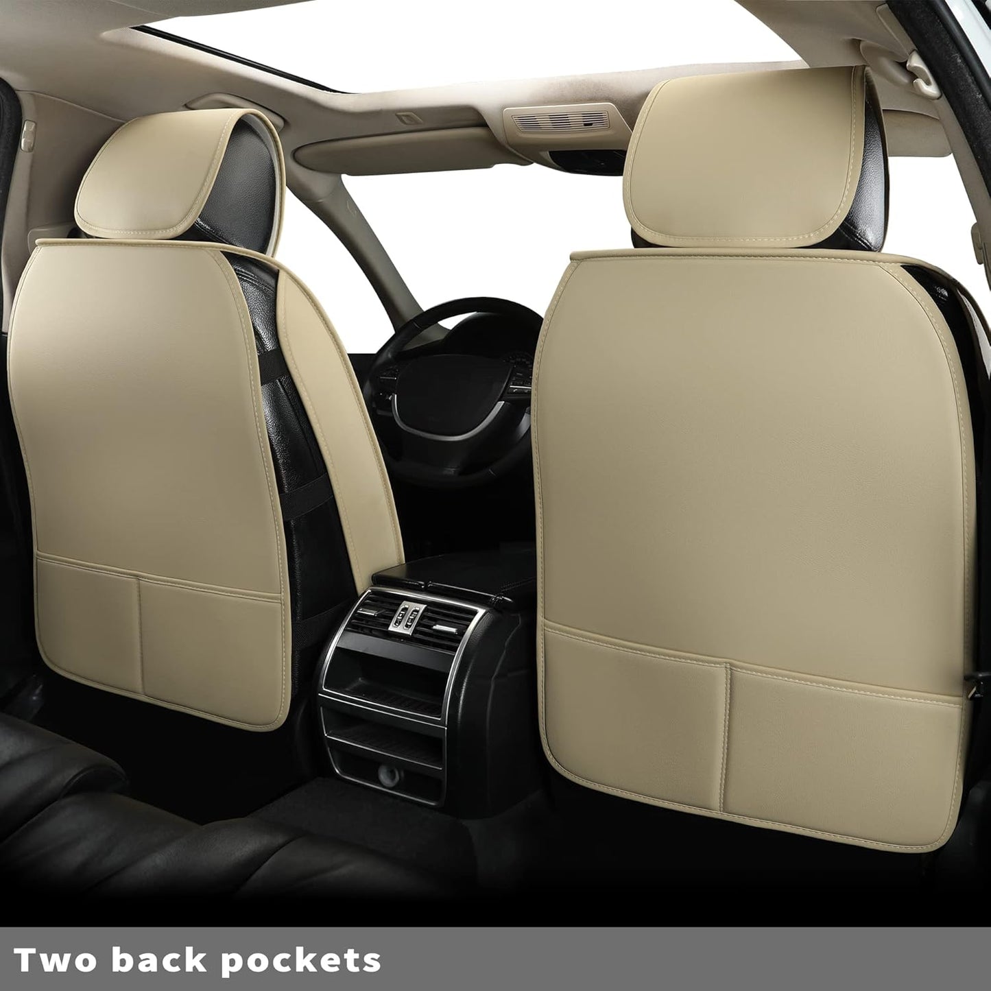 Vankerful Car Seat Covers for Driver and Passenger Seat,Universal Fit for Most Cars,SUV,Sedans and Pick-up Trucks (Beige)