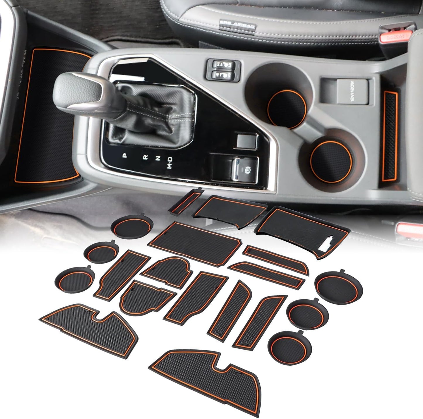 Auovo Cup Holder Inserts Liners Compatible with Subaru Crosstrek 2024 2025 Impreza Accessories Car Custom Center Console Door Pocket Mats Pads 19PCS (Gray Trim)