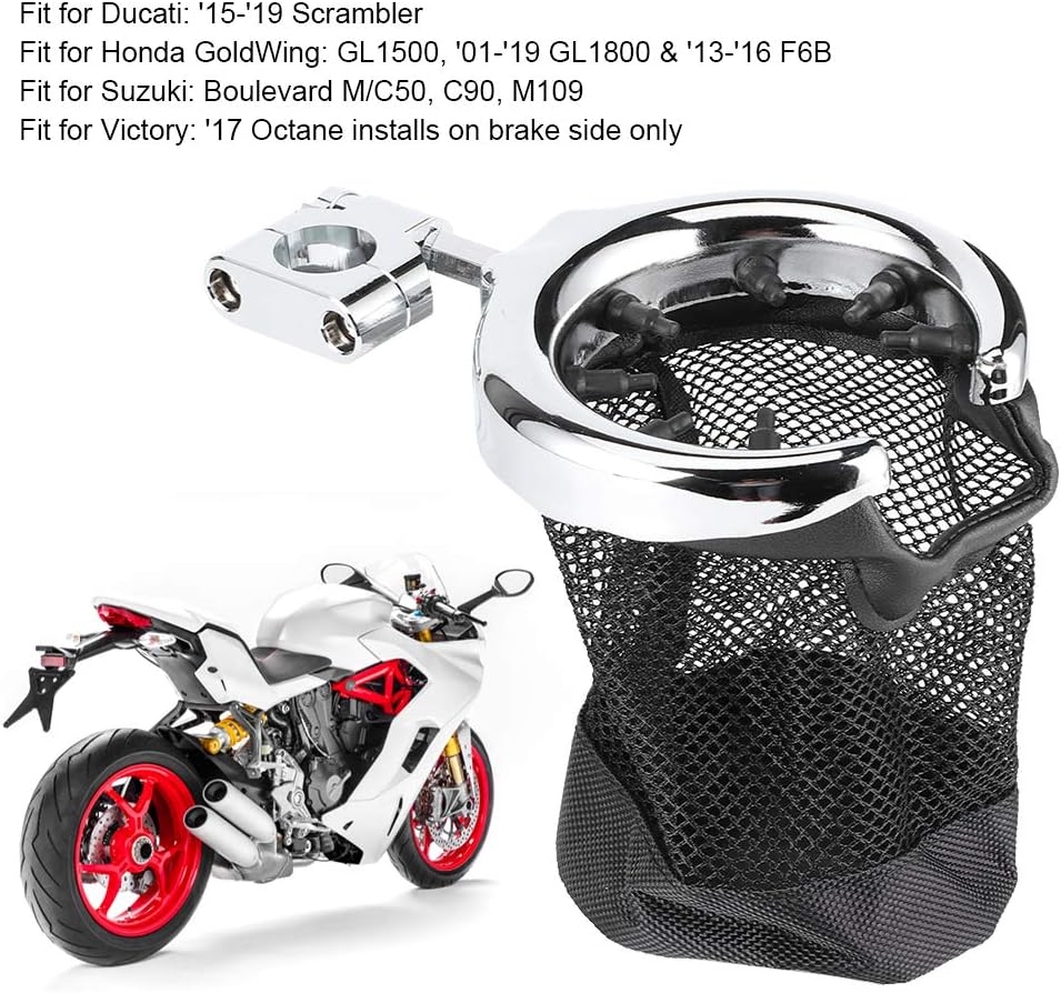 Akozon Motorcycle Cup Holder Brake Grill Drinks Basket for GoldWing GL1500 for Boulevard (1 Inch Silver)