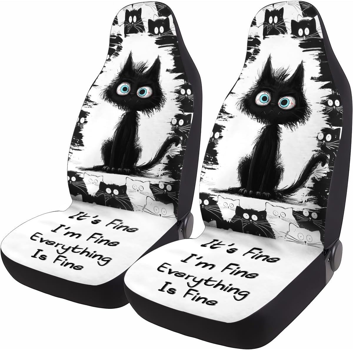 GENANY Cool Gray Wolf Howling Pattern 2 Front Car Seat Covers for Car Truck Sedan SUV, Durable Automotive Seat Covers, Breathable Bucket Seat Covers, Protective Interior Accessory