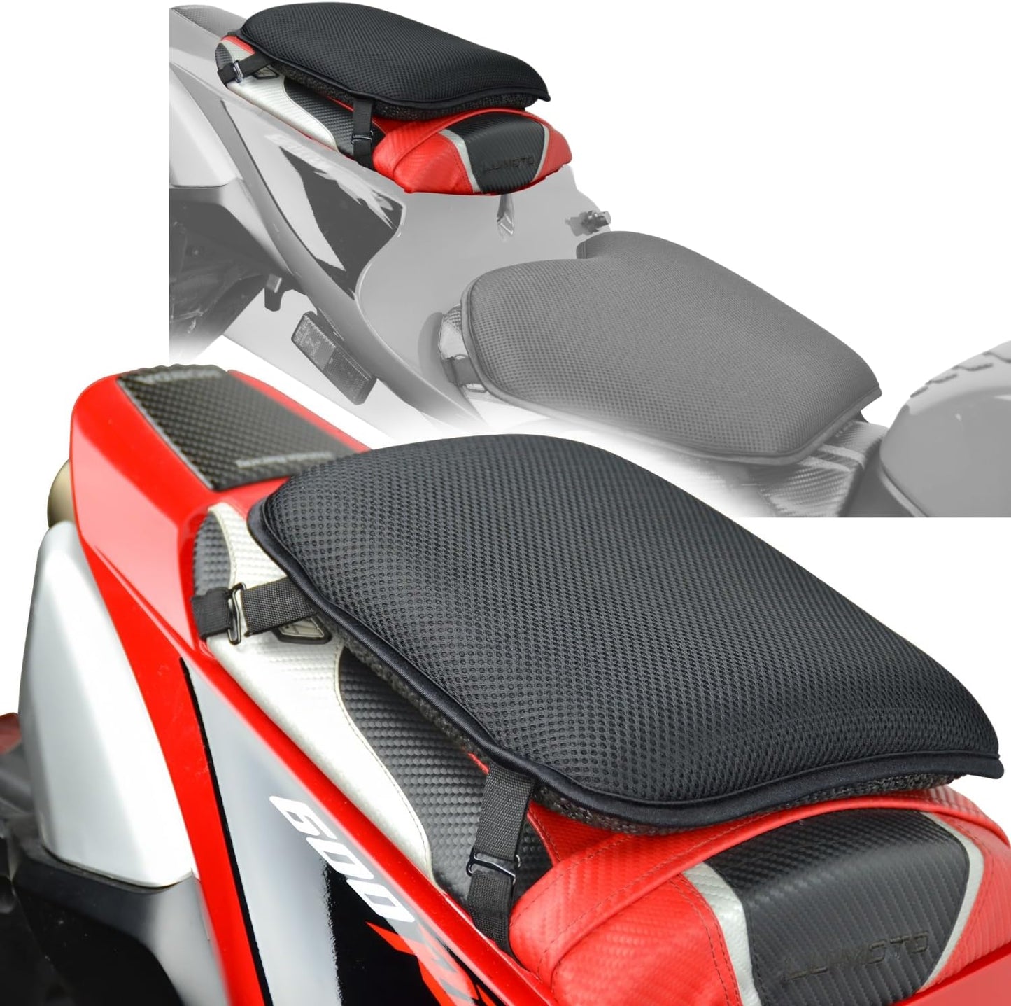 GEARS X-Tender Motorcycle Gel Seat Pad for Main Rider Seat Comfort on Standard Motorcycles, Sportbikes, Hyperbikes & Street Bikes | Shock Absorbing Cushion for Long Rides, Easy Install (Medium)