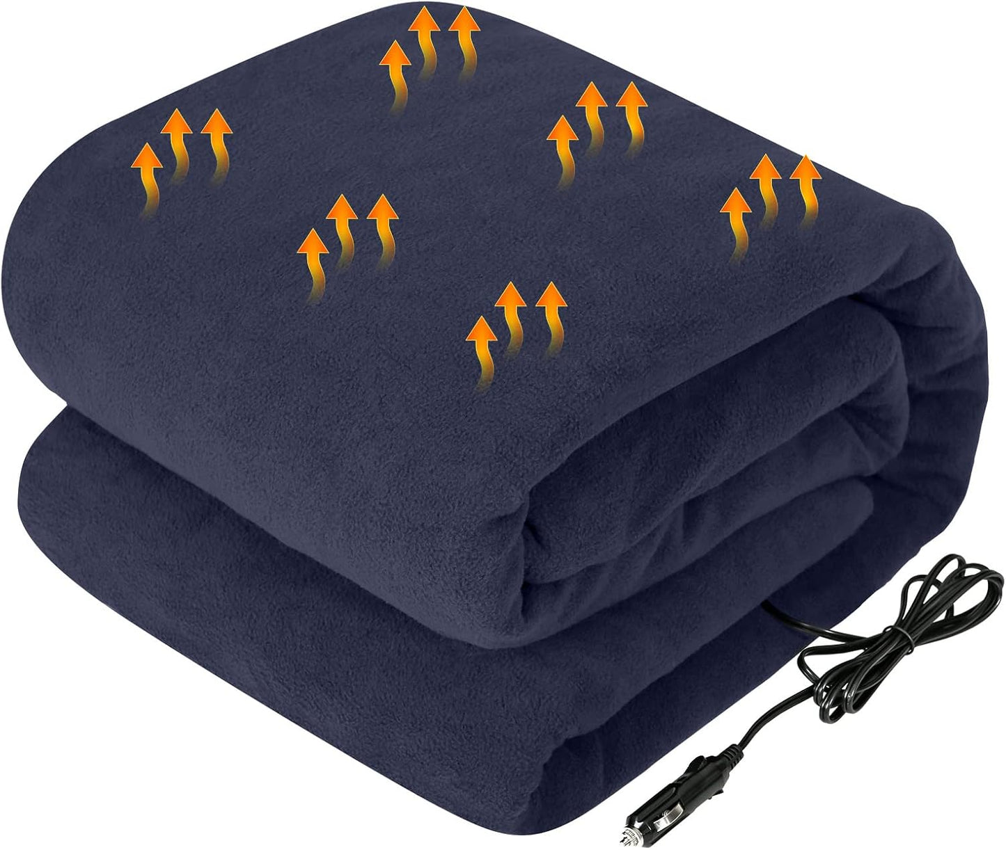 Westinghouse Heated Car Blanket with 3 Heating Levels, 4 Hours Auto Off, 12 Volt Electric Blanket for Car, Truck, SUV, RV, Portable Heated Throw for Camping, Machine Washable, 59" x 43? (Navy)