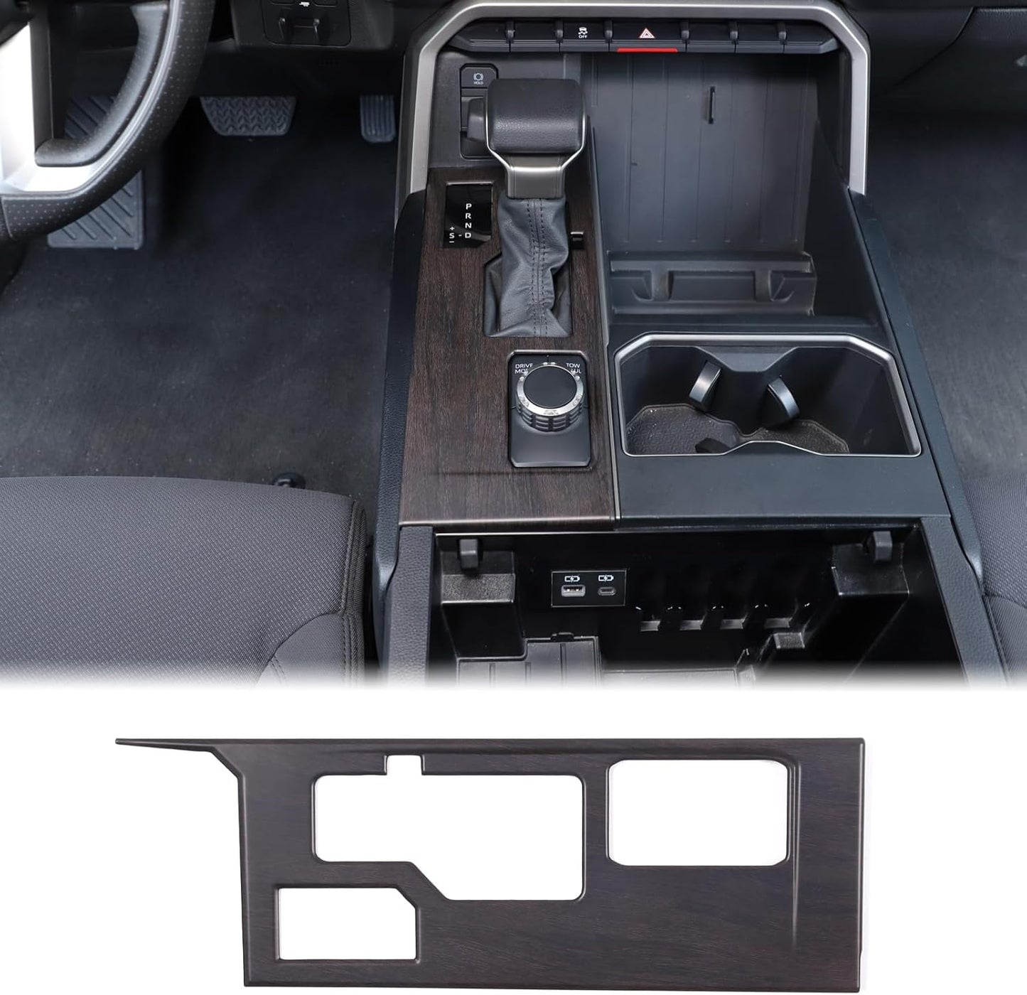 Aunginsy Central Control Gear Shift Panel Trim Cover Compatible with Toyota Tundra/Sequoia 2022-2024 Car Gear Shifter Console Anti-Scratch Panel Frame Protect Sticker with 4WD Accessories(Mech Style)