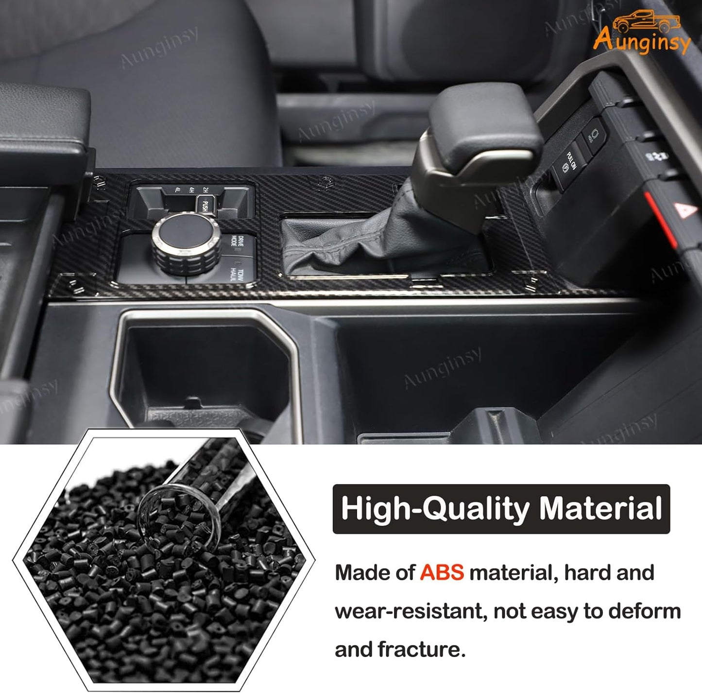 Aunginsy Central Control Gear Shift Panel Trim Cover Compatible with Toyota Tundra/Sequoia 2022-2024 Car Gear Shifter Console Anti-Scratch Panel Frame Protect Sticker with 4WD Accessories(Mech Style)