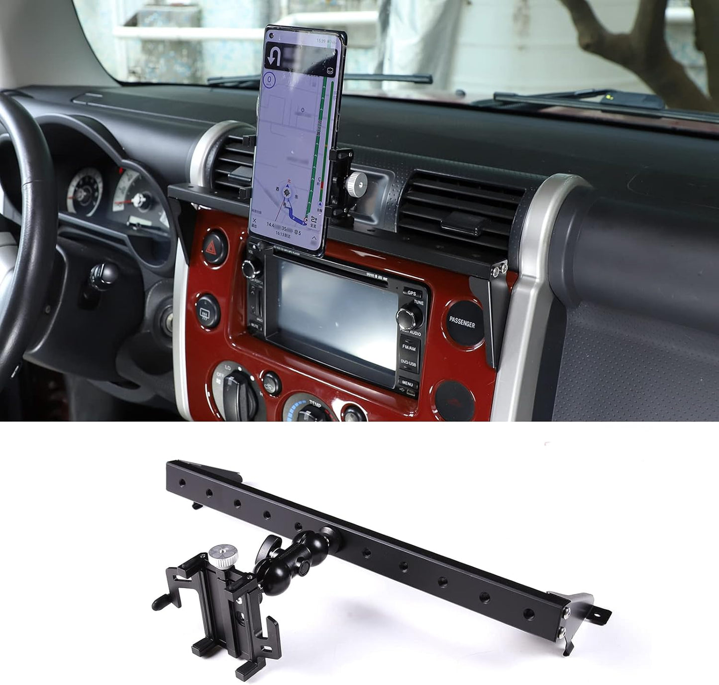 LLKUANG Car Instrument Panel Track Mobile Phone Holder Trim for Toyota FJ Cruiser 2007-2021 Central Control Air Vent Multifunctional Mobile Phone Holder (Style 1)