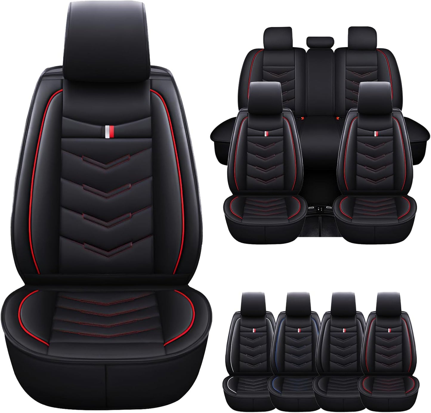 Car Seat Cover for Dodge Challenger 2008-2023, Waterproof Durable Compatible Airbag, Premium Leather Seat Protector(2 Seats Standard,Black White)
