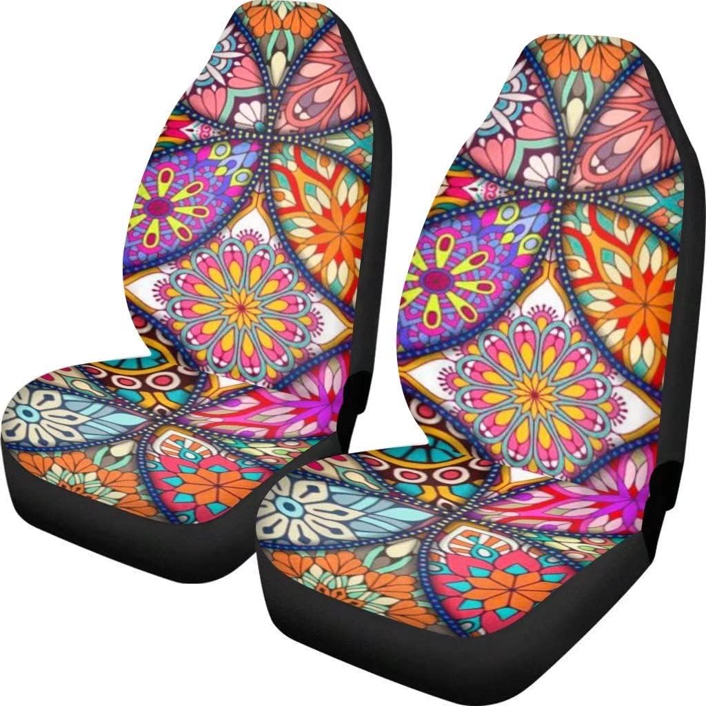 KEIAHUAN Galaxy Owl Car Seat Cover for Women Men, 2 Packs High Back Bucket Universal Fit Auto Seat Covers for Cars, Trucks, SUV, or Van