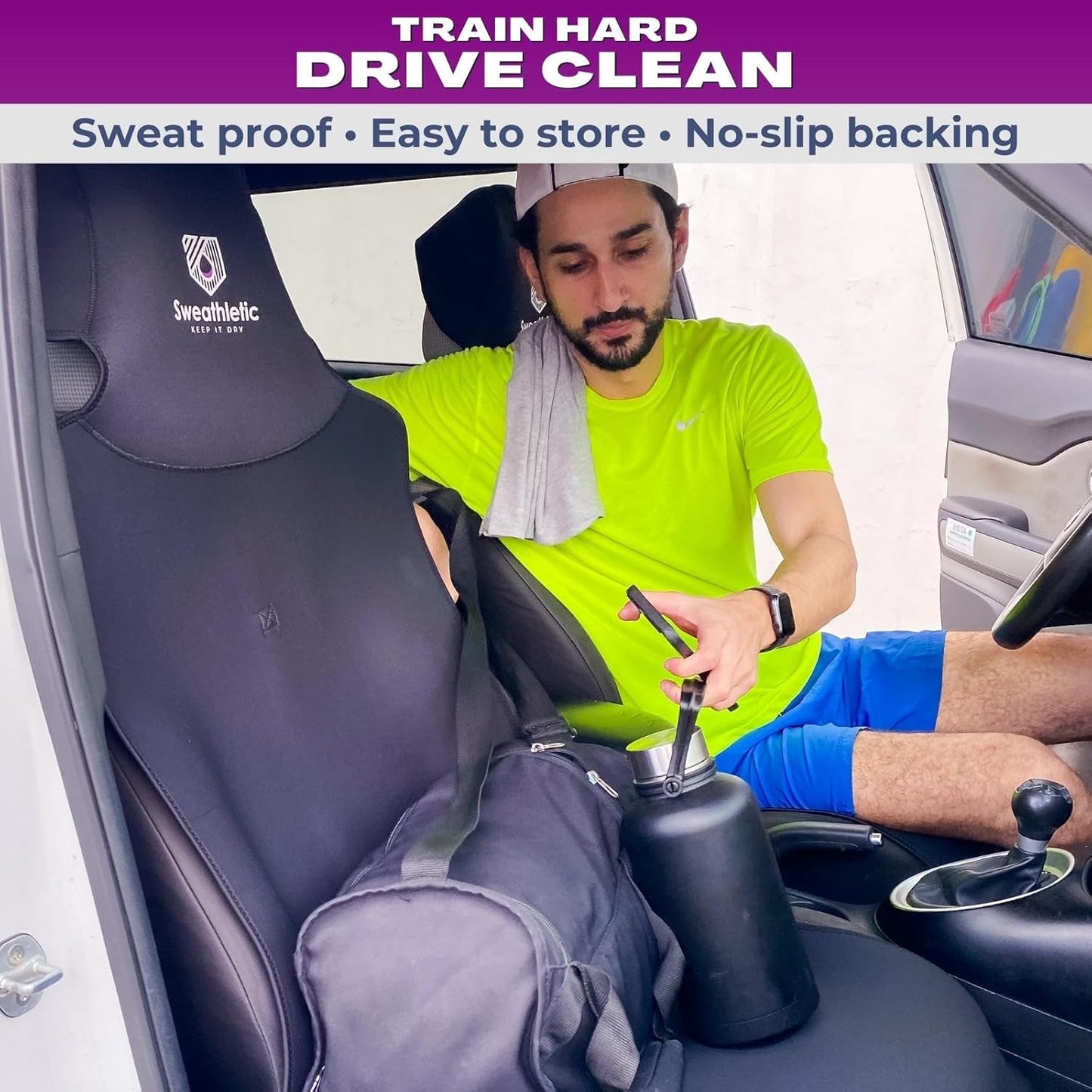 Universal Fit Waterproof and Stain Resistant Car Seat Cover - Neoprene Non-Slip & Odor-Proof Seat Protector, Trucks, SUVs - Luxury Bucket Seat Covers for Post-Workout, Sports, Beach, Running, Yoga