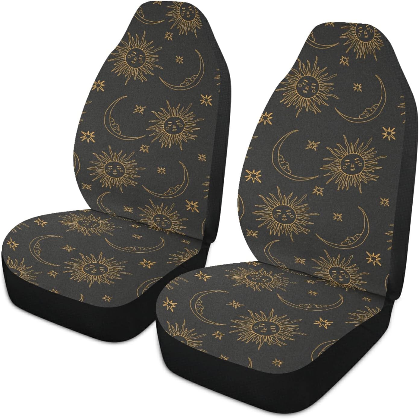 ALAZA Boho Bohemian Sun Moon Car Seat Covers Front Seats Only for Women Men Seat Covers w/Organizer Pocket for Cars SUV Truck Sedan