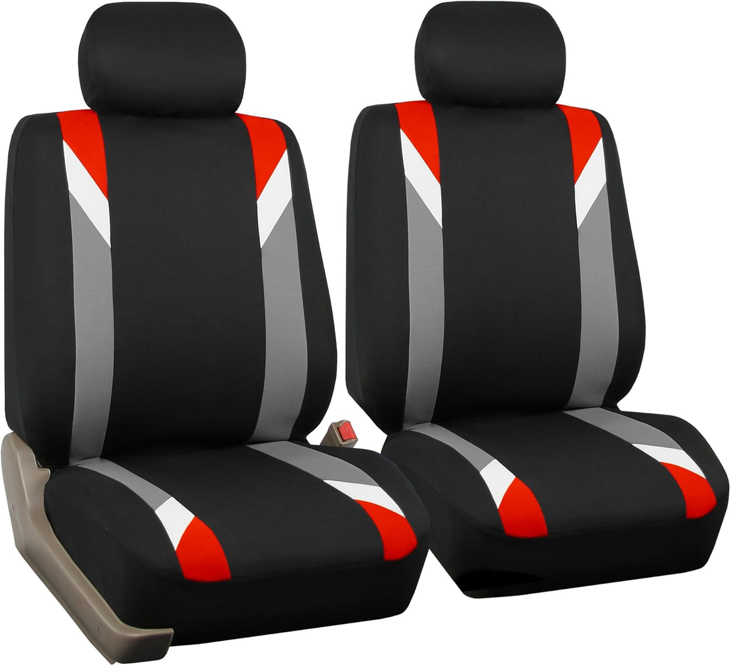 FH-FB066102 Fabric Bucket Seat Covers with Ornate Diamond Stitching White/Black