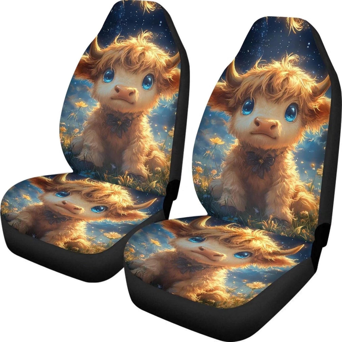 KEIAHUAN Galaxy Owl Car Seat Cover for Women Men, 2 Packs High Back Bucket Universal Fit Auto Seat Covers for Cars, Trucks, SUV, or Van
