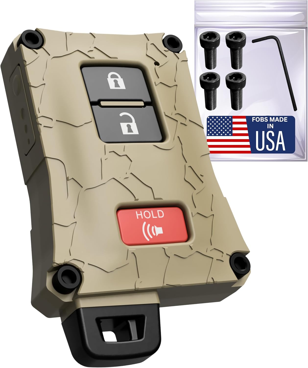 Heavy-Duty Key Fob Cover - for Toyota Tacoma 16-23 3rd Gen, Tundra & 4Runner 20-21 3rd Gen Accessories -Rugged Key Protector - Shockproof & Scratch-Resistant - Secure Fit (Red, Black Screws)