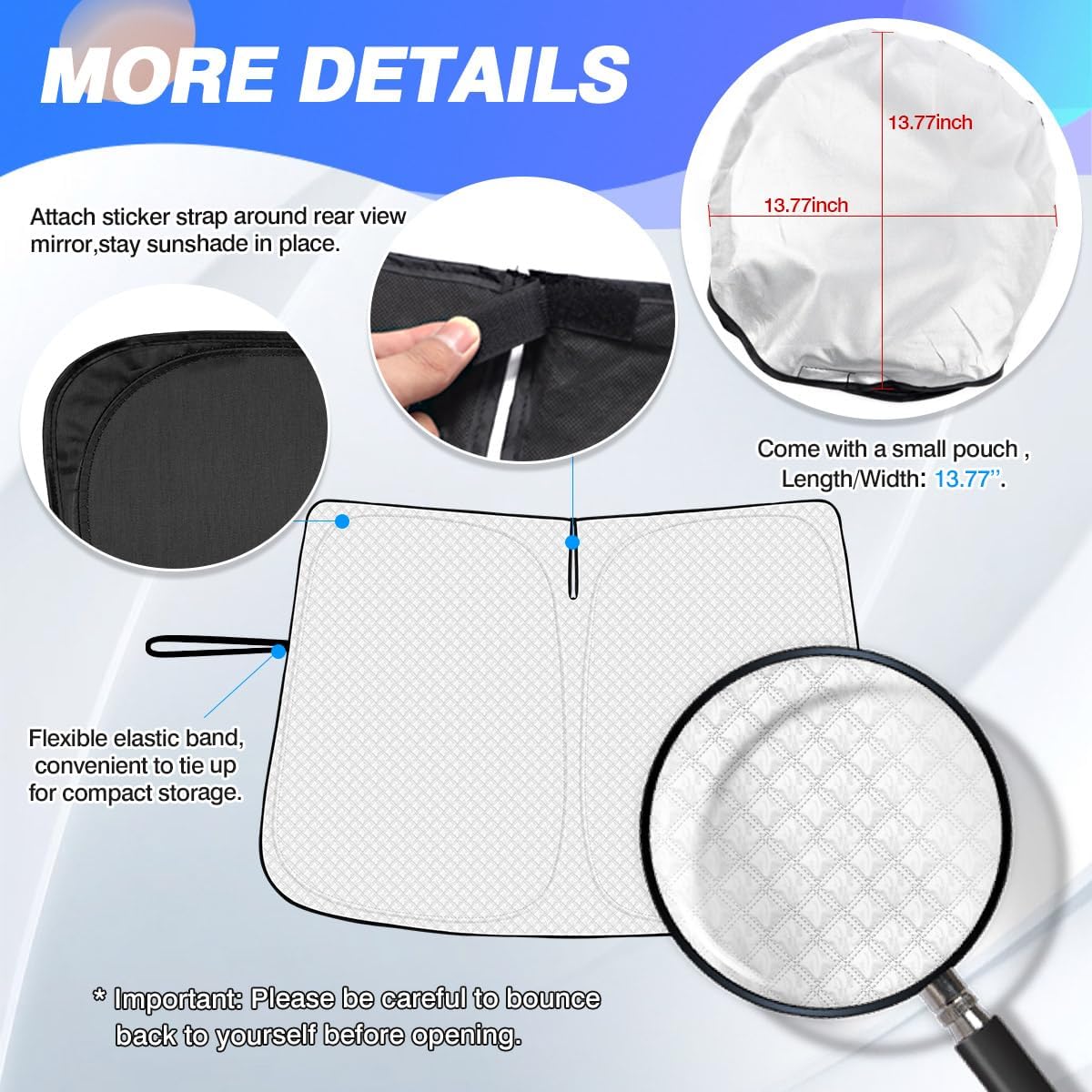 Canvcle Windshield Sun Shade for Toyota Prius 2023-2024 2025 Accessories Thicken 6-Layer Front Window Sunshade Cover Sun Visor Protector Foldable Block UV Rays Keep Vehicle Cool