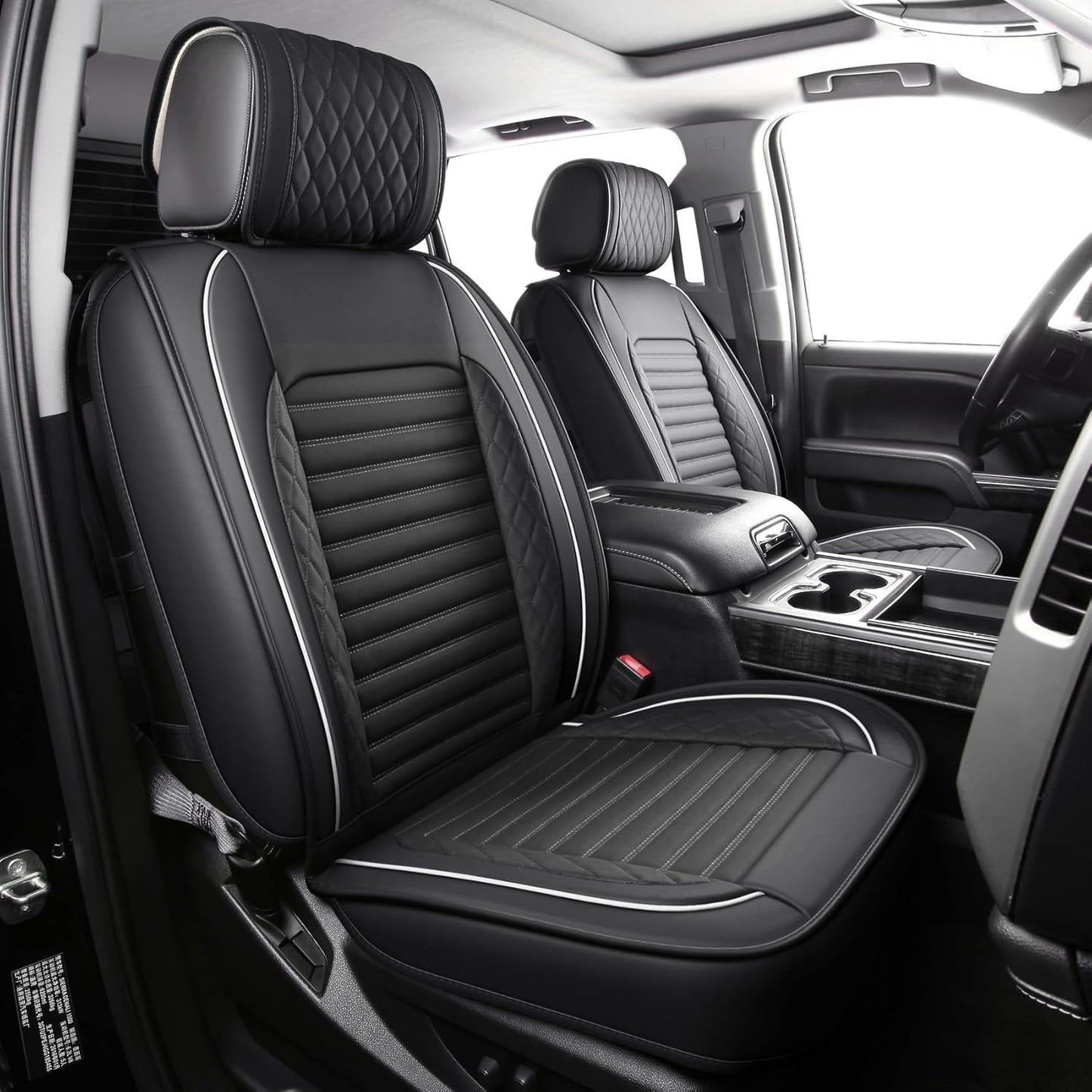 JOJOBAY Chevy Silverado Seat Covers,GMC Sierra Seat Covers,Custom Fit 2007-2024 1500 2500HD 3500HD Crew Double Extended Regular Cab,LT LZT RST Trail Boss(Front Pair,Black Red)