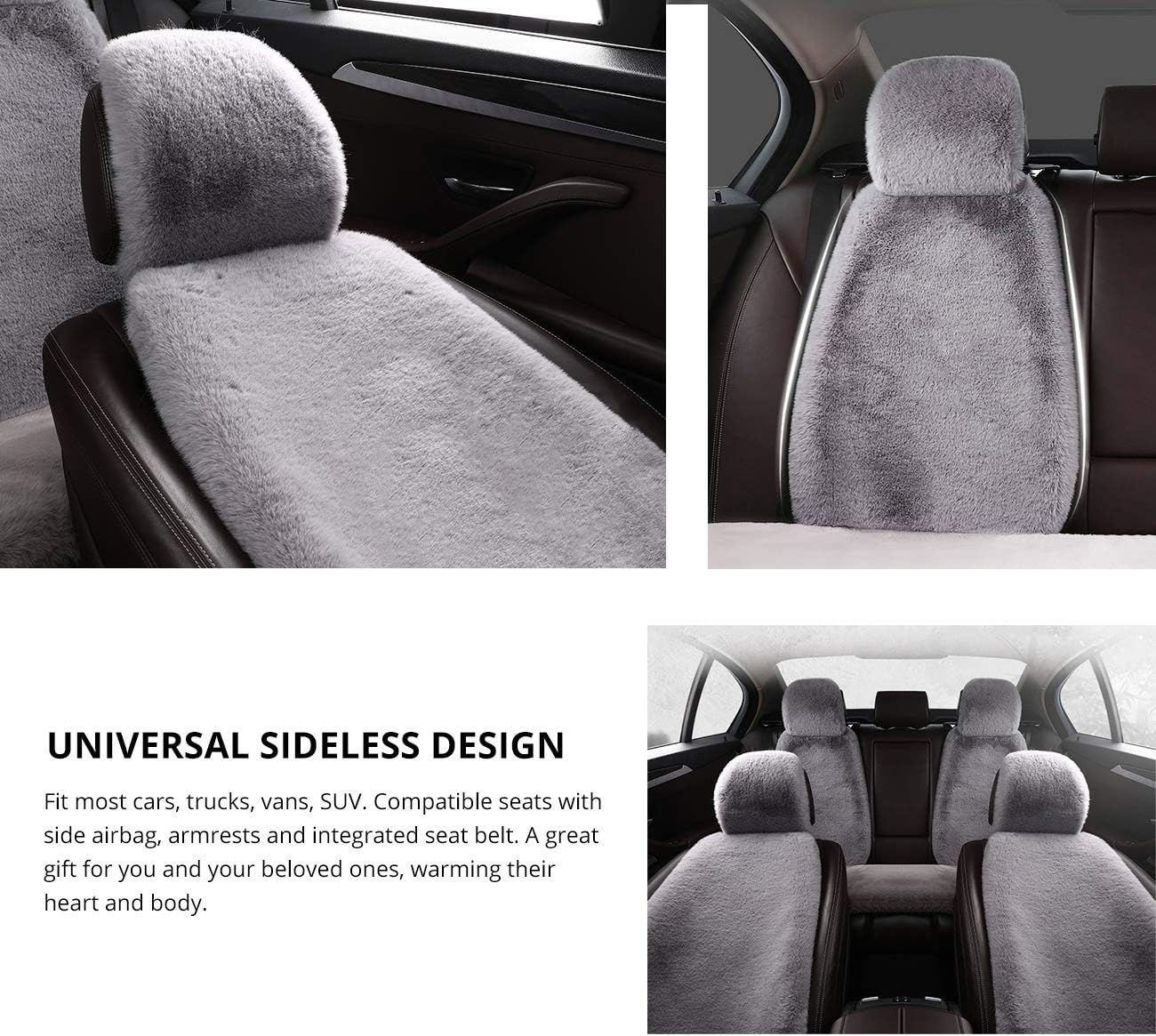 TOYOUN Universal Fuzzy Fur Car Seat Covers for Winter, Soft Warm Faux Rabbit Fur Sideless Front Bucket Seat Covers Fluffy Furry Car Seat Covers Cushion Accessories for Women,1PC, Blue