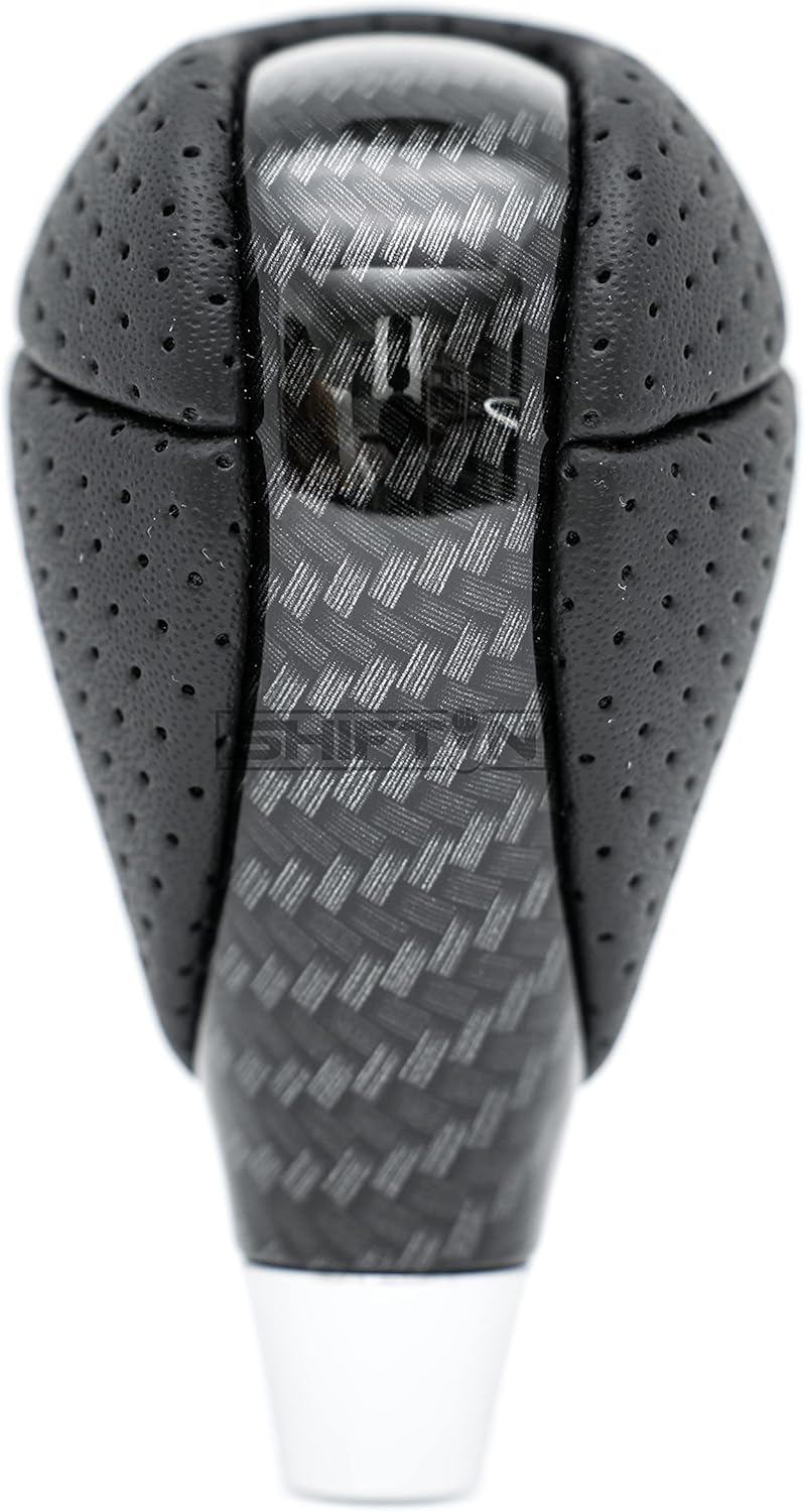 SHIFTIN Carbon Fiber Pattern Gear Shift Knob for Lexus ES300h ES350 GS300 GS350 GS430 GS460 IS250 IS300 LS460 LS600h RX350 RX450h (Punched Black Leather/Carbon Fiber Pattern)