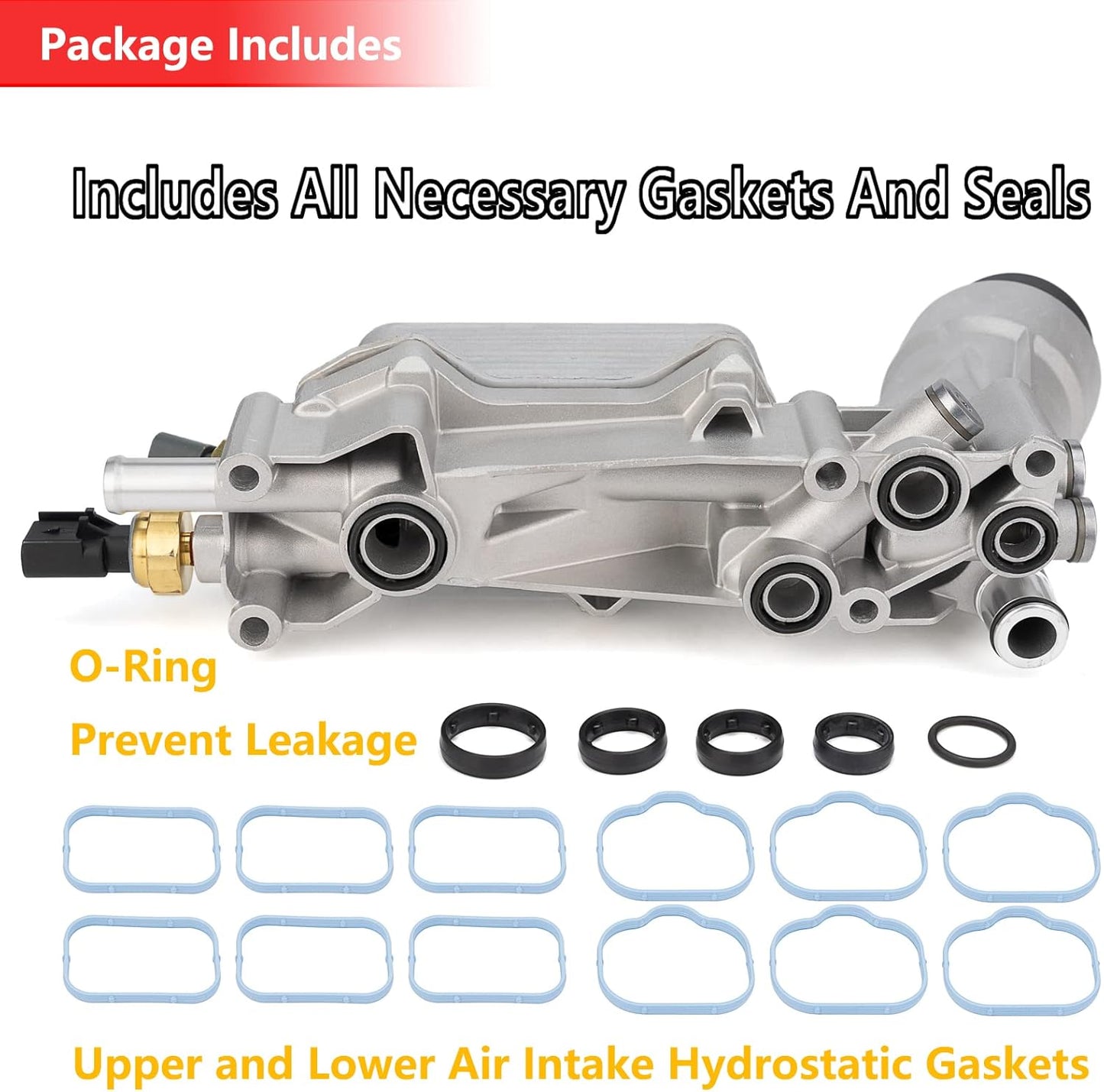 GEATaaT 926-876 Aluminum Engine Oil Cooler and Oil Filter Housing Adapter Assembly For 2011-2016 Chrysler 200 300, Dodge Charger, Grand Cherokee, Wrangler 3.6L V6 Replace#5184304AE 926-959