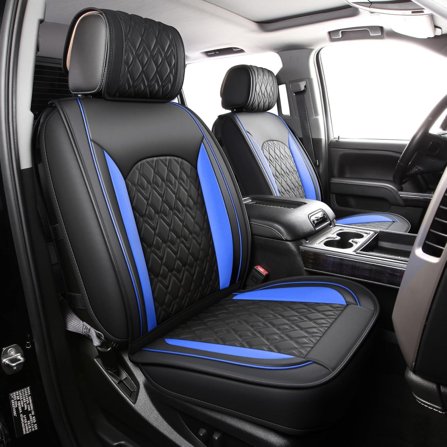 JOJOBAY Chevy Silverado Seat Covers,Leather Seat Covers for GMC Sierra,Custom Fit 2007-2025 1500 2500HD 3500HD Crew Double Extended Regular Cab,LT LZT RST Trail Boss(Front Pair,Black)