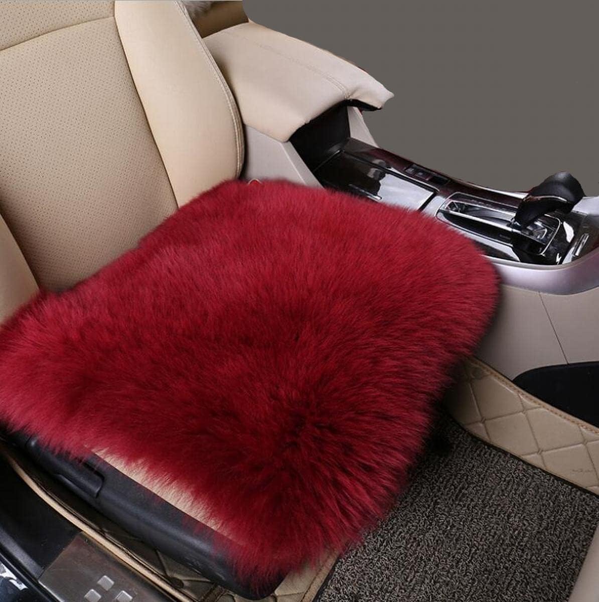 Sisha-A Winter Warmth: Universal Sheepskin Seat Cushion Cover - Natural Wool, for Cars, Trucks, SUVs & Vans - Cozy & Stylish Driving Companion Rear Beige Yellow