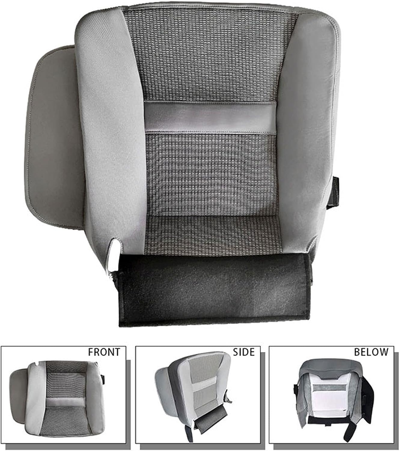 Gray Driver Side Bottom Cloth Seat Cover Replace for 2006-2008 Dodge Ram SLT 1500 and 2006-2009 SLT 2500 3500 (06-09)