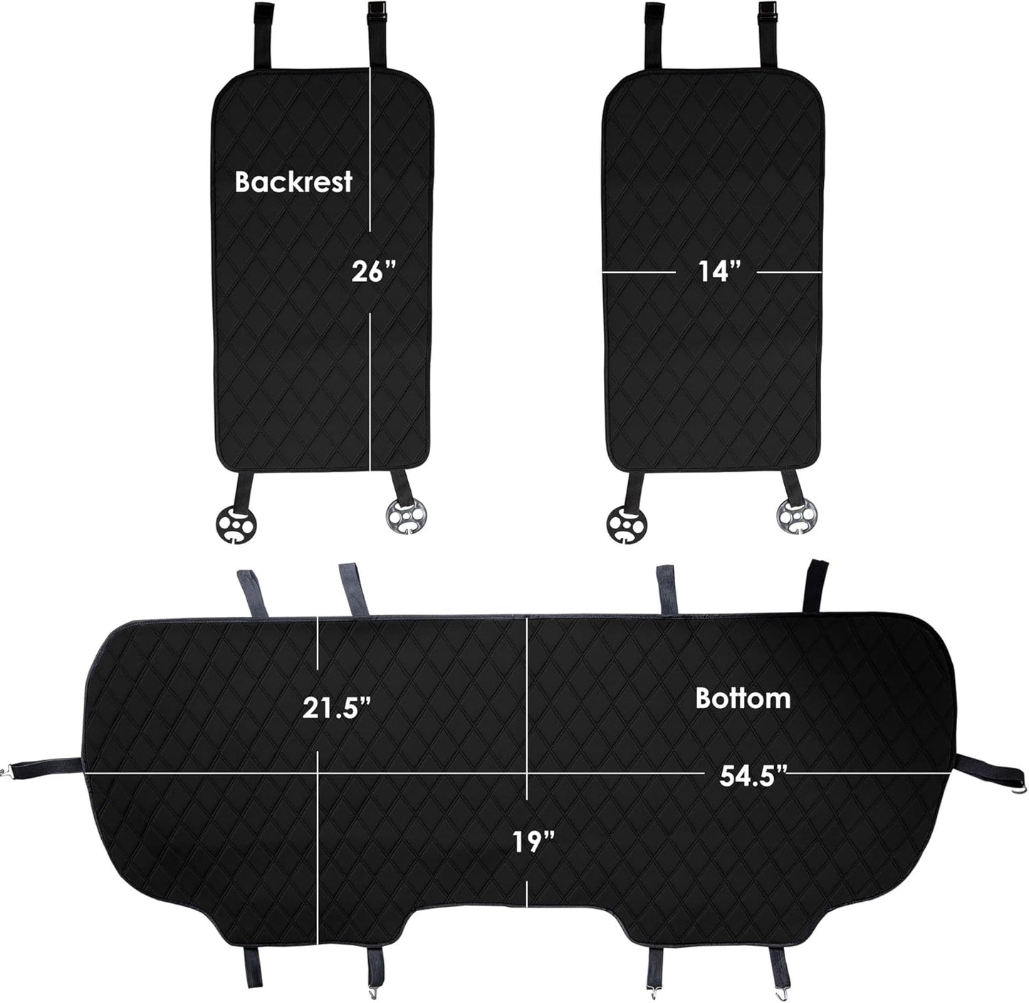 FH Group Car Seat Cushion Rear Set Black Faux Leather Automotive Seat Cushions - Universal Fit, Rear Car Seat Cushions with Non-Slip Silicone Backing for SUV, Sedan, Van, Black - Rear Set