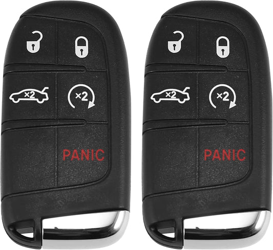 X AUTOHAUX 2pcs 433MHz M3M-40821302 Replacement Keyless Entry Remote Car Key Fob for Chrysler 300 2019-2022 for Chrysler 200 2015-2017 5 Buttons with Door Key 4A Chip