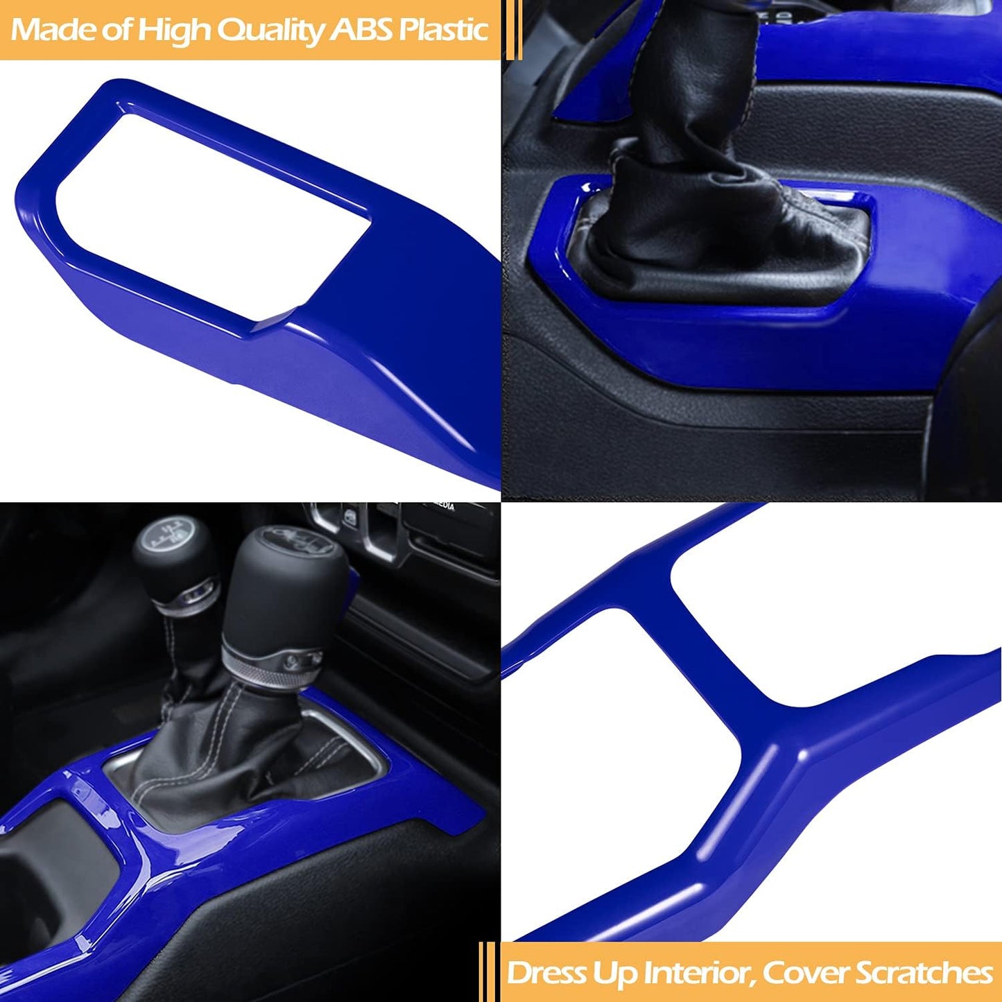LAIKOU Left & Right 4WD Gear Shift Panel Cover Trim Control Center Console Water Cup Holder Frame Interior Accessories Fits for Jeep Wrangler JL JLU 2018-2024 & Gladiator JT (Blue)