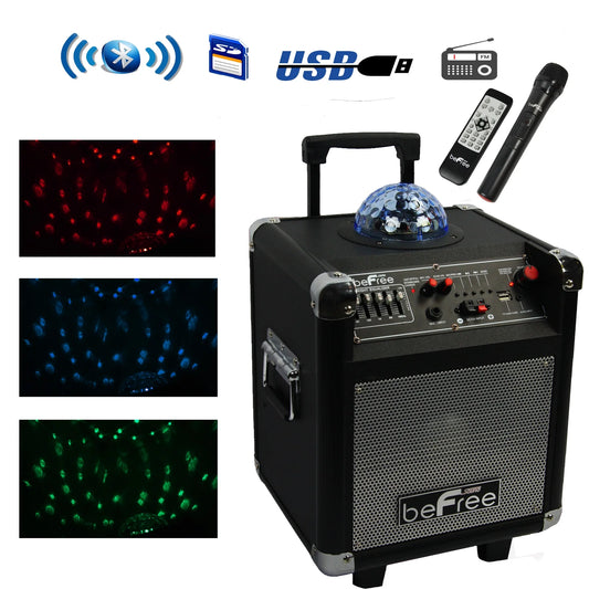 beFree Sound Projection Party Light  Dome 6.5 Inch Subwoofer Bluetooth Portable Party Speaker