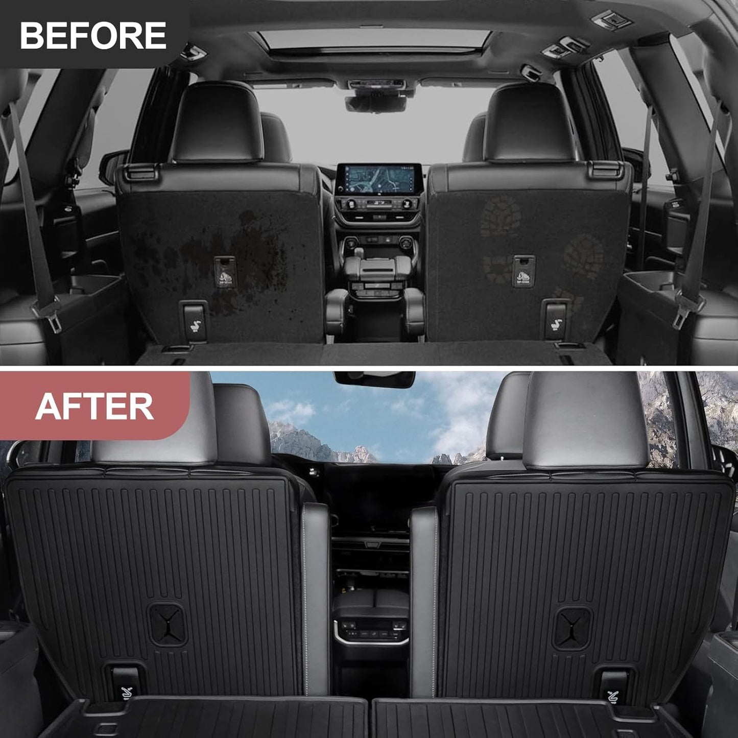 HOUCLEMIC Kick Mats for Grand Highlander Accessories, 2nd Row All-Weather TPE Seat Back Covers Backrest Mats for 2024 Grand Highlander Accessories (7 Seater Captain Chairs Only), CXHW2023G0005H