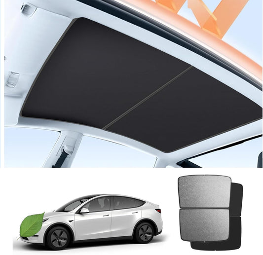 FITEV Sunshade Roof Windows Shade for Tesla Model Y Reject UV/Heat Won't Sag Glass Roof Sunshade Fit for Model Y Accessories 2024-2020 (Set of 2)