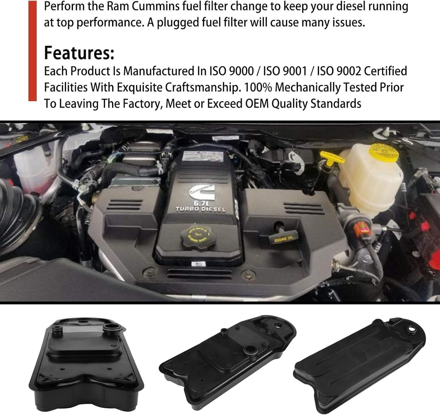 6.7 Cummins Crankcase Ventilation Filter Replaces# CV52001 68002433AB, 4936636, 904-418 Fits for 2008-2021 Dodge Ram 2500 3500 4500 5500 6.7L ISB Diesel Engines Crankcase Breather Element CCV Filter