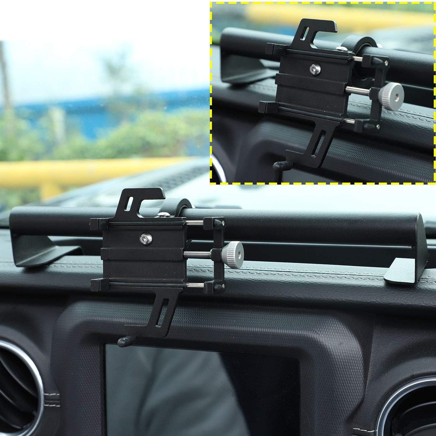Phone Mount for Jeep JL Dash Cell Phone Holder Compatible with 2018-2023 Jeep Wrangler JL JLU Sport Rubicon Sahara & Gladiator JT