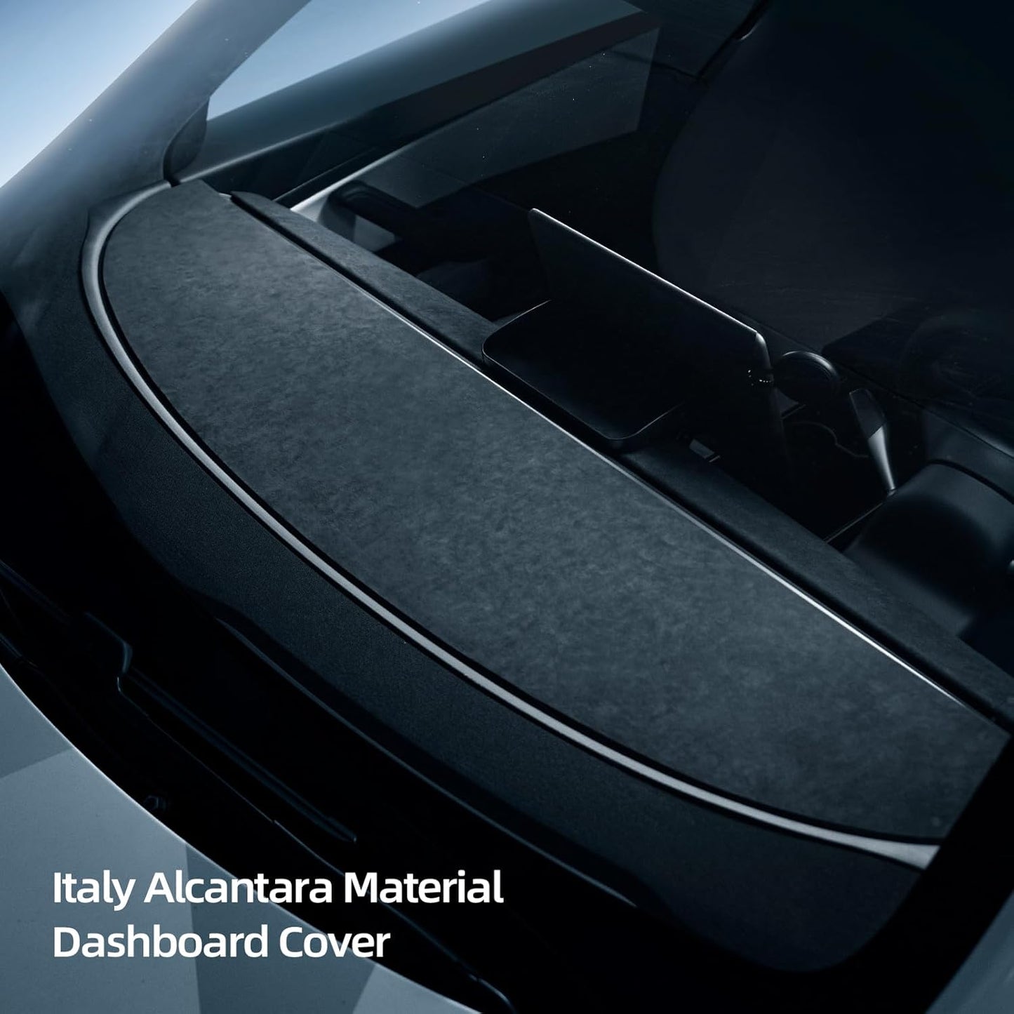 Alfanxi Dashboard Cover Italy Alcantara Material Wrap Pad Compatible with Tesla Model Y Model 3 (9002 Black)