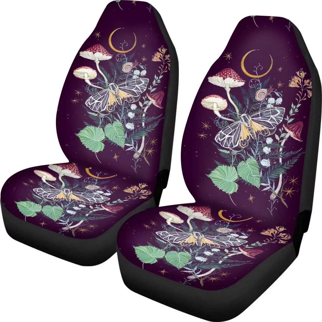 KEIAHUAN Galaxy Owl Car Seat Cover for Women Men, 2 Packs High Back Bucket Universal Fit Auto Seat Covers for Cars, Trucks, SUV, or Van