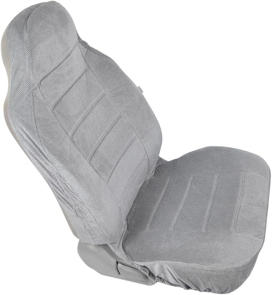 BDK SC1902 Gray Universal Fit 4-Piece Regal Fabric High Back Bucket Deluxe Front Car Seat Covers Grey