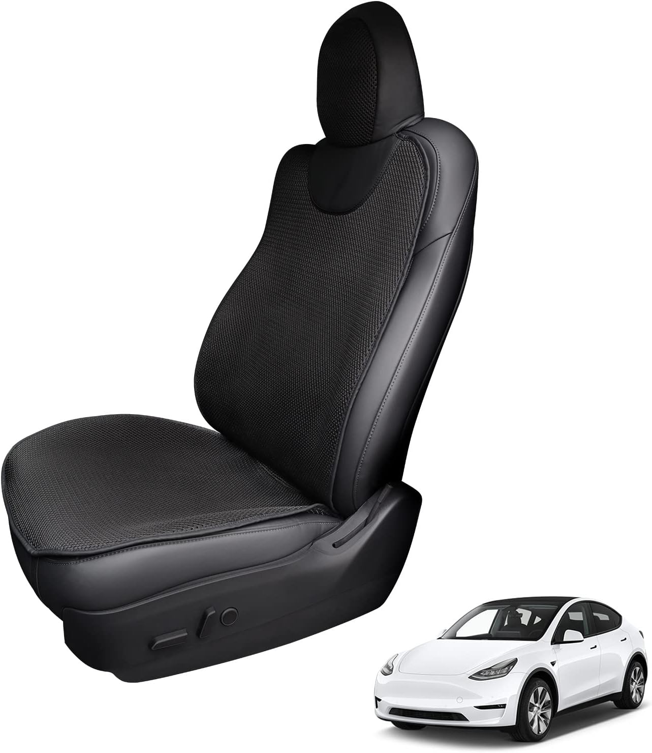 Shademax Car Seat Cover for Tesla Model Y 2020-2024 2025 /Model 3 2017-2024 Front Car Seat Protector Mat Pad Summer Breathable Anti-Slip for Tesla Model 3 Model Y Accessories Car Seat Protection 1PCS