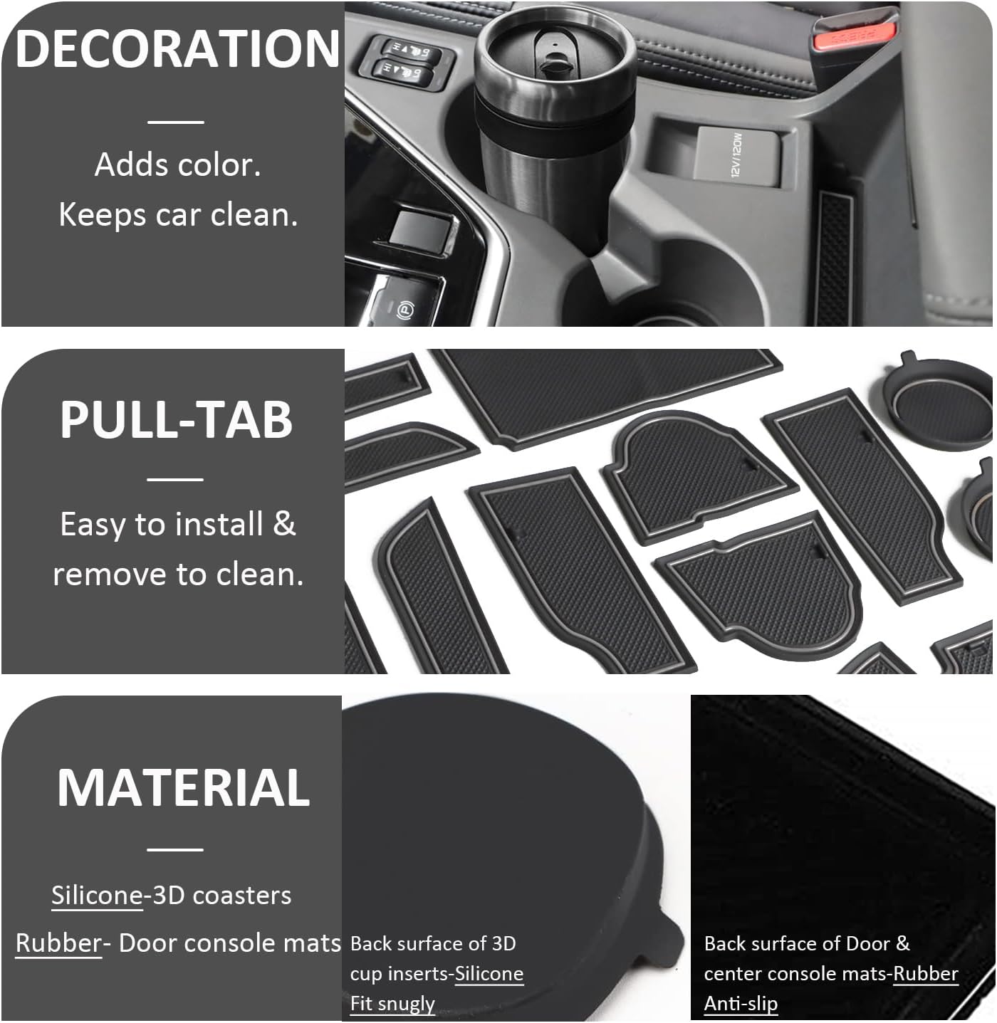 Auovo Cup Holder Inserts Liners Compatible with Subaru Crosstrek 2024 2025 Impreza Accessories Car Custom Center Console Door Pocket Mats Pads 19PCS (Gray Trim)