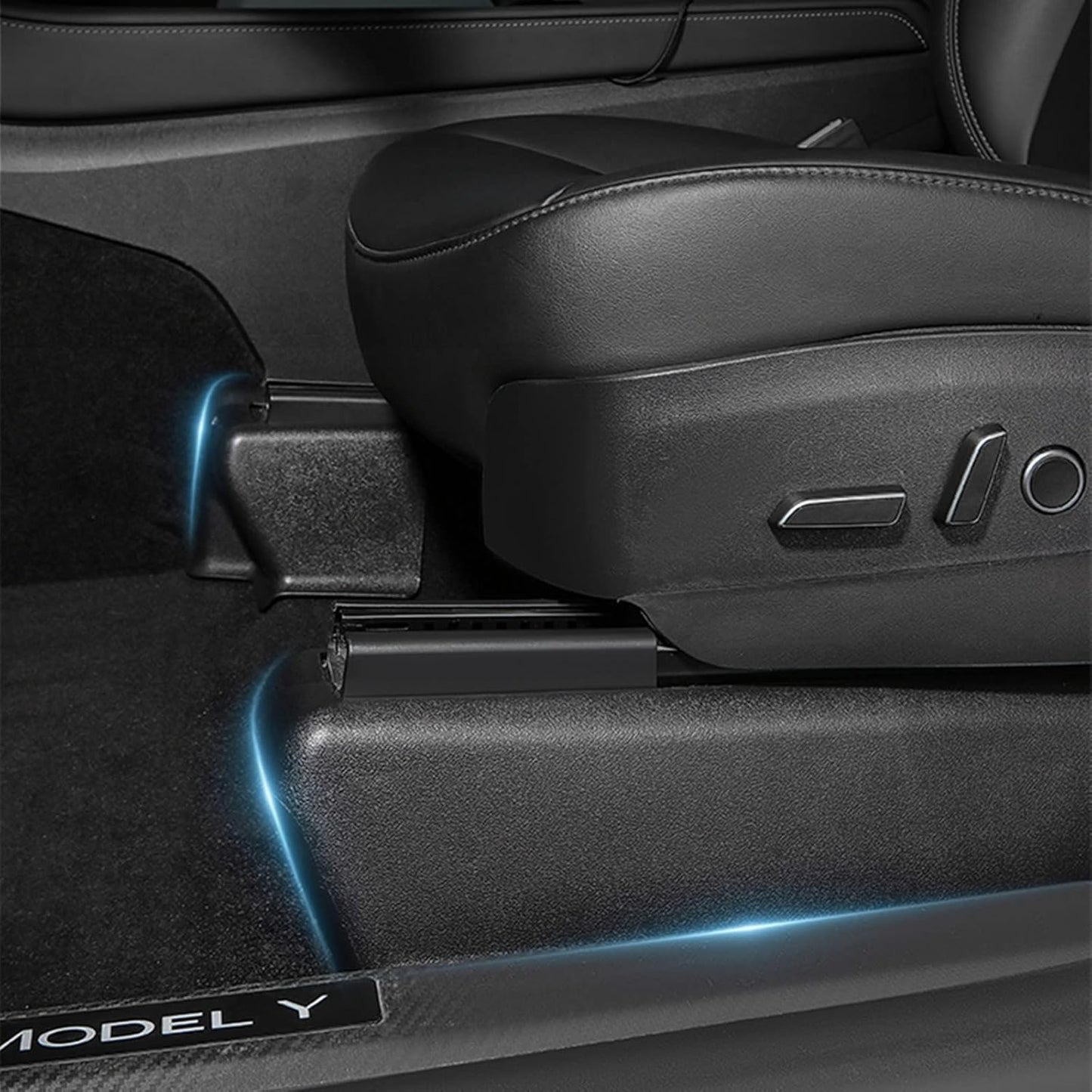 2023-2021 Tesla Model Y Seat Slide Rail Pad Cover Protectors Under Seat Anti-Kick Scuff Wrap Kits Front Rear Console Seat Track Scratch-Resistant Case Shells for Model Y Accessories (7 PCS)