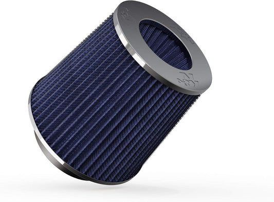 K&N RG-1001BL Universal Clamp-On Air Filter: Round Tapered; 3 in/3.5 in/4 in (102 mm/89 mm/76 mm) Flange ID; 5.5 in (140 mm) Height; 6 in (152 mm) Base; 4.75 in (121 mm) Top