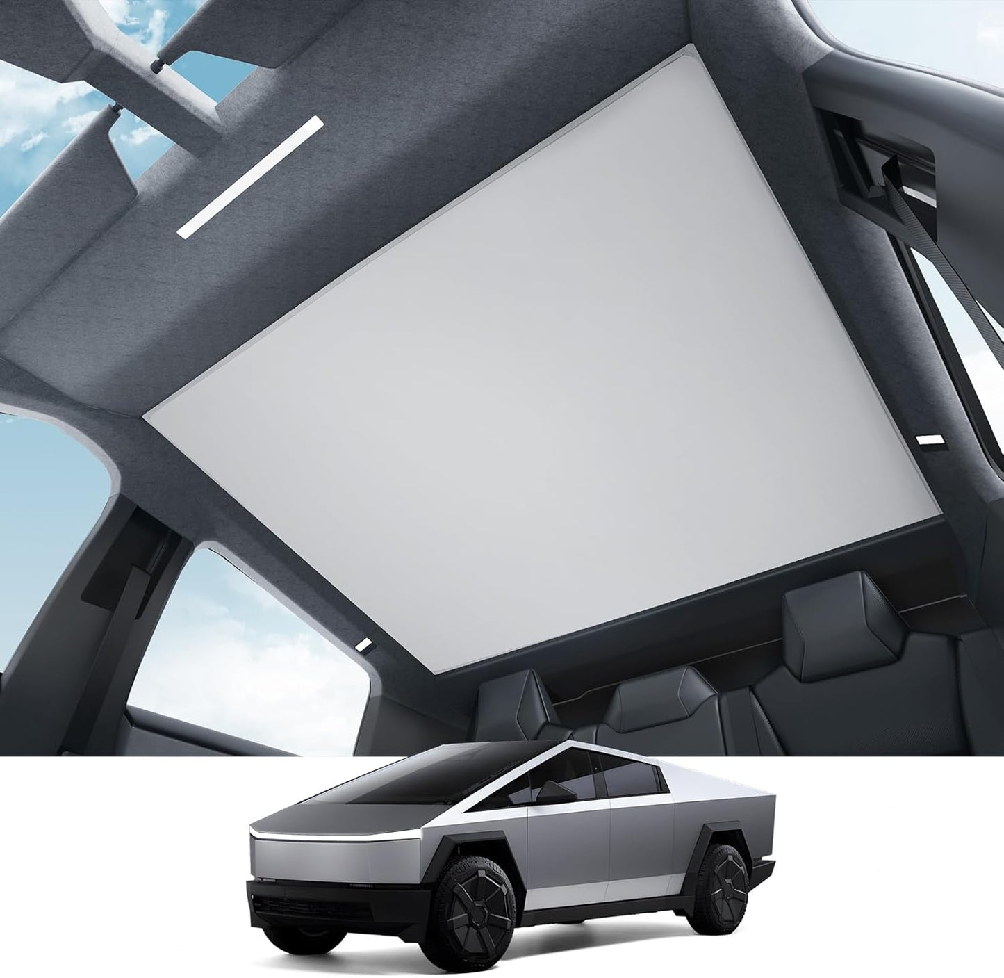 BASENOR 2024 Upgraded Tesla Model Y Glass Roof Sunshade with Storage Bag Sunroof Blocking Heat Cover Top Window Sun Protection for Model Y Interior Accessories 2020-2024 Black (No Sag)
