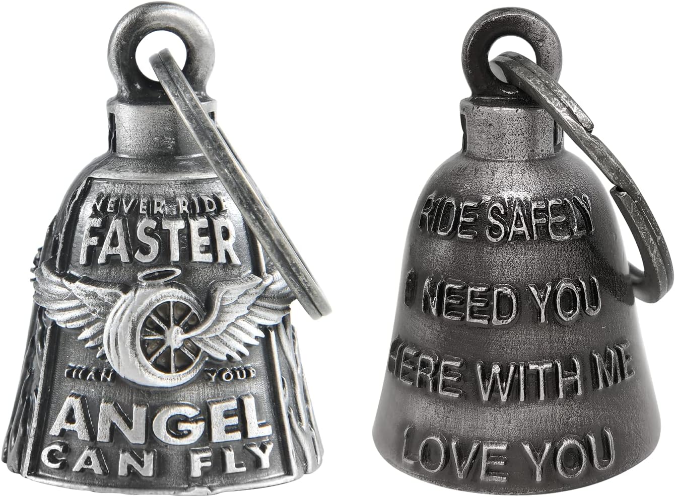 【2Pack】Motorcycle Bells for Biker Good Luck Guardian Riding Bells with Hanger Motorcycle Accessory or Keychain for Luck, Grim Reaper*2, Medium