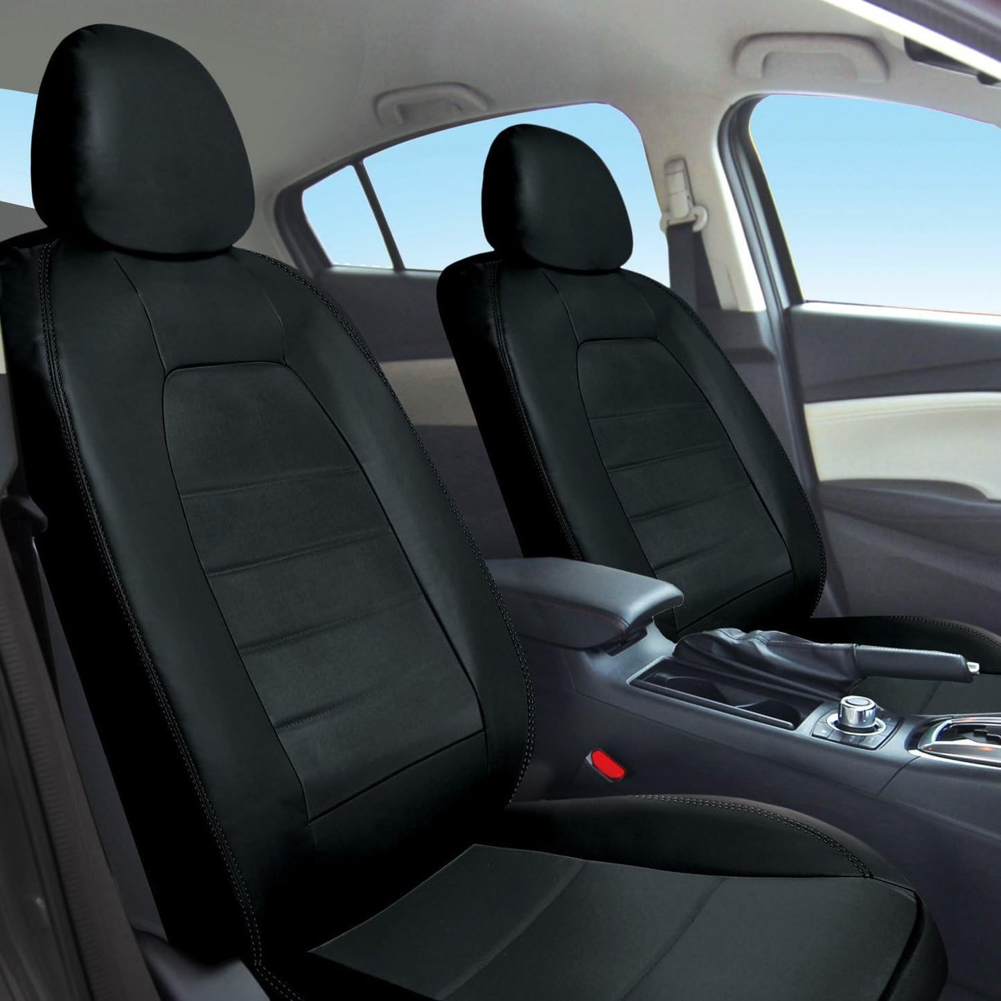 Pilot Automotive SC-436EE-2 Faux Leather Seat Covers (6 Pieces), Black