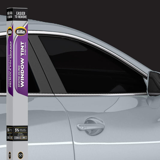 Gila Static Cling 5% VLT Automotive Window Tint DIY Easy Removal Glare Control Privacy 2ft x 6.5ft (24in x 78in) 5% Super Limo Black JS242