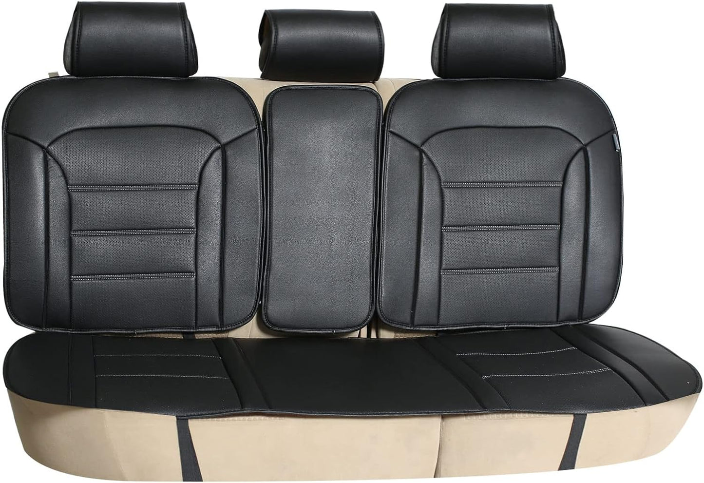 FH Group Front Set Faux Leather Car Seat Cushions - Seat Covers for Low Back Seat, Universal Fit, Airbag Compatible Seat Cover for SUV, Sedan, Black