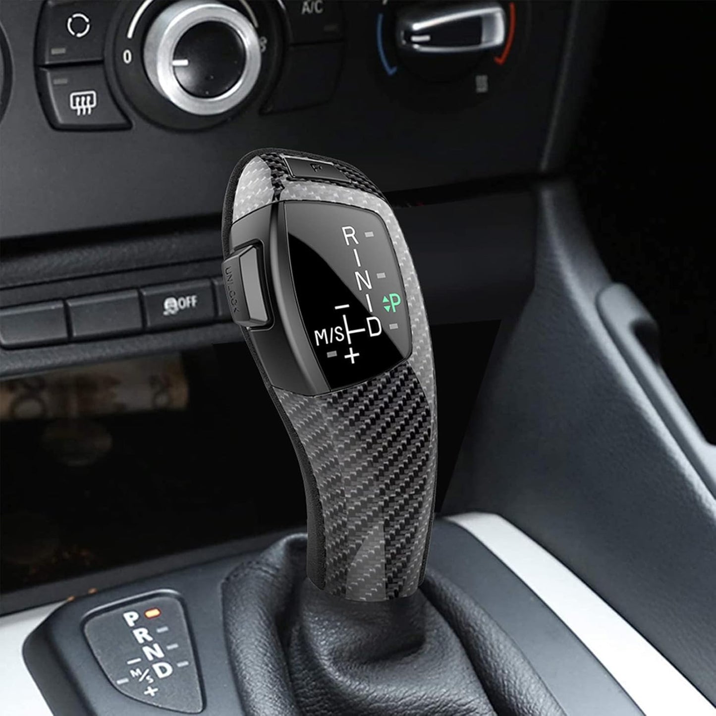Pengchengwanli LHD BM e90 Automatic Shift knob Carbon Gear retrofit kit for car LEDA ccessories E90 E91 E93 E81 E82 E84 E87 E88 E89