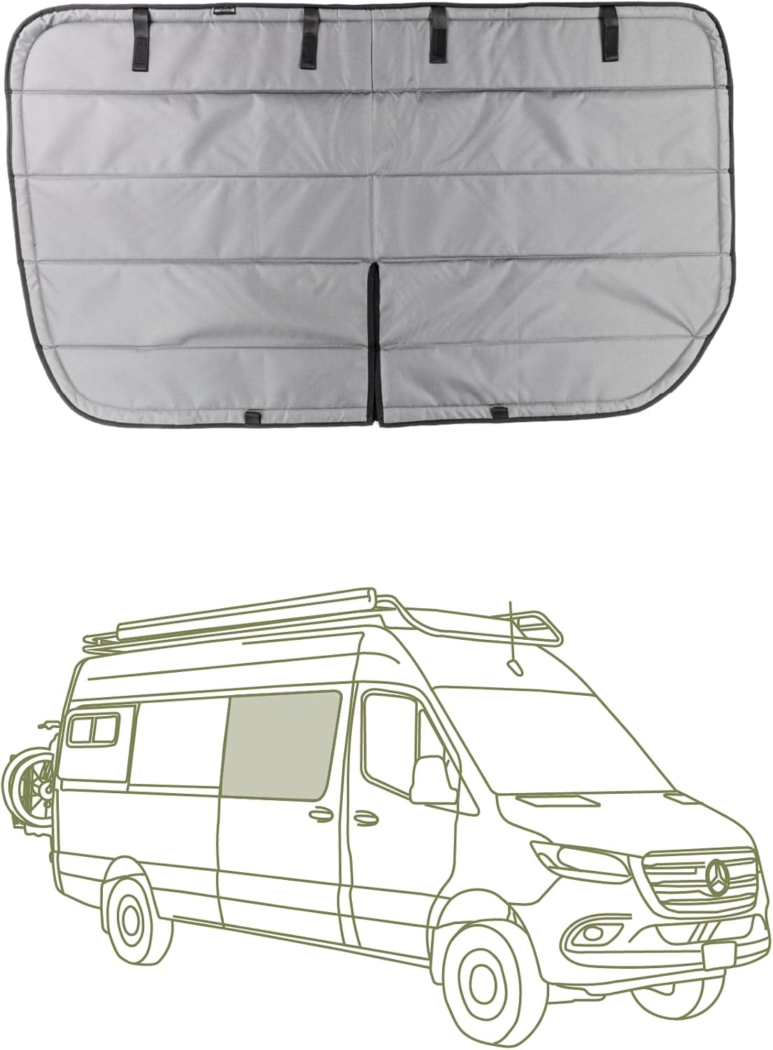 VanEssential New MERC 2019-Current Sprinter Van Insulated Blackout Front Door Covers (Pair) - Cool Gray