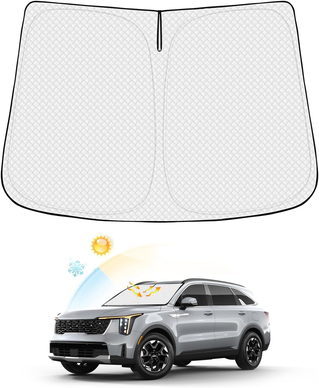 Canvcle Windshield Sun Shade for Toyota Prius 2023-2024 2025 Accessories Thicken 6-Layer Front Window Sunshade Cover Sun Visor Protector Foldable Block UV Rays Keep Vehicle Cool