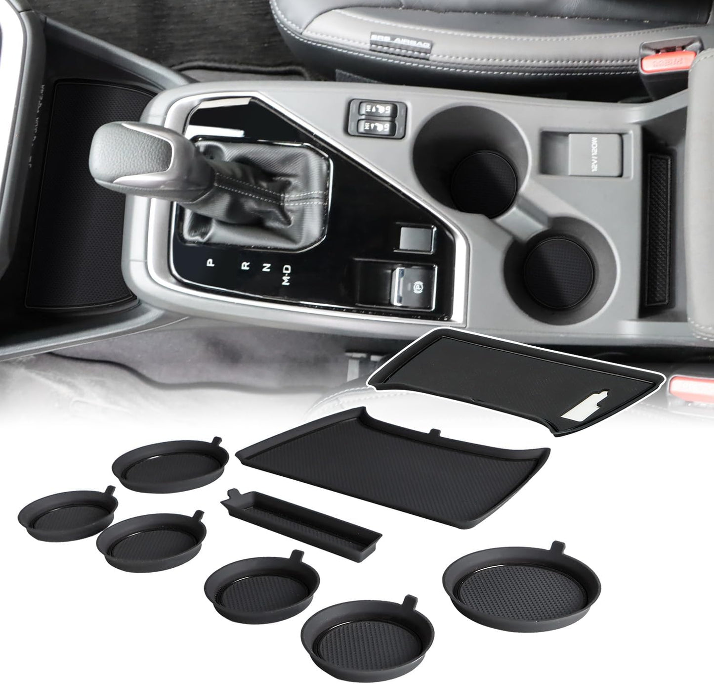 Auovo Cup Holder Inserts Liners Compatible with Subaru Crosstrek 2024 2025 Impreza Accessories Car Custom Center Console Door Pocket Mats Pads 19PCS (Gray Trim)